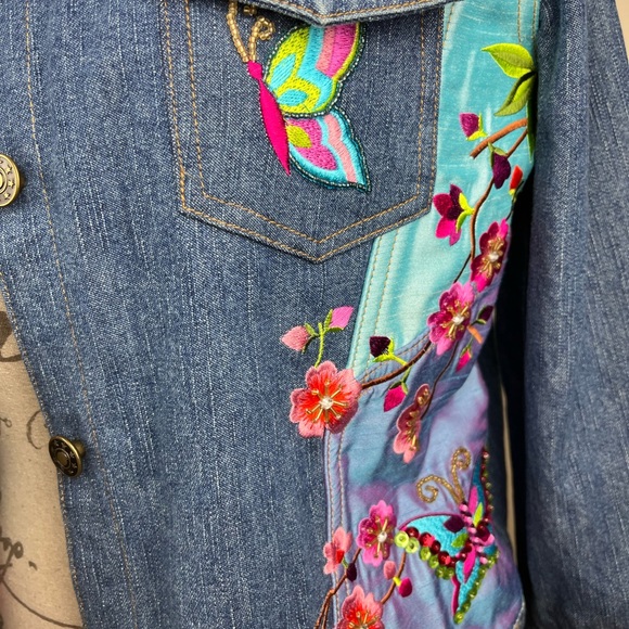 Vintage Berek2 by Takako Sakon embellished jean jacket-Woman’s Petite Large - Picture 5 of 14